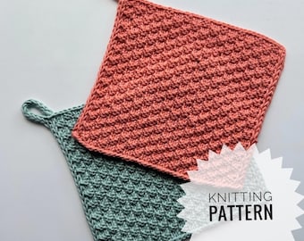 Breipatroon washandje met kleine regendruppels | Gebreide katoenen vaatdoek | Digitale pdf