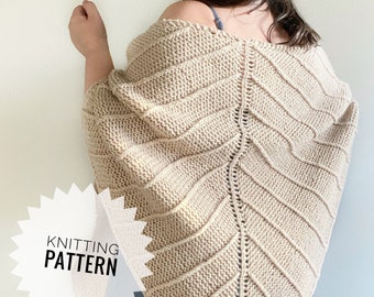 Meditations Shawl Knitting Pattern – Customizable Beginner-friendly Wrap PDF Knit Scarf”