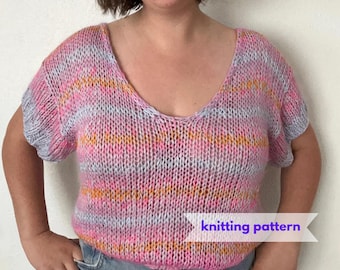 Dream Puff Top Knitting Pattern | Scrappy Sweater Pattern | Knit Tee Digital PDF