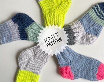 Slippers Knitting Pattern | Big Cozy Slipper Socks | Super Bulky Knit Sock | Stash-Busting Yarn Knit