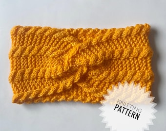 Clementine Ear Warmer Cable Knit Pattern PDF - DK yarn with a twist