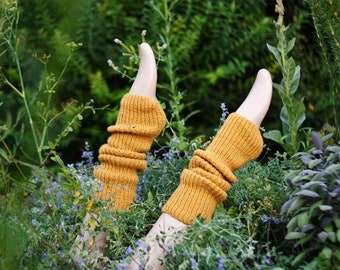 Gamaschen – Beinwärmer – Handgestrickte hohe fußlose Socken aus Wolle und Alpaka