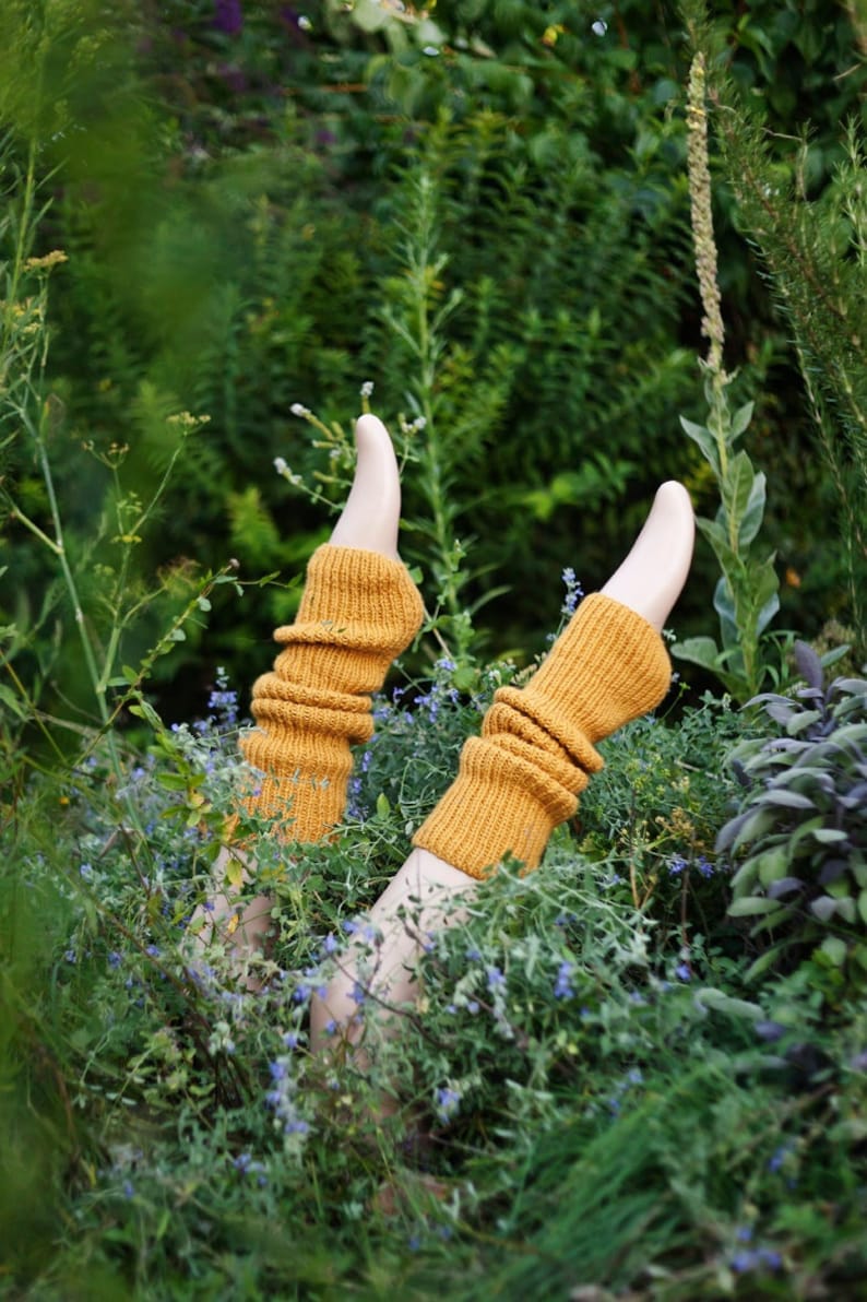 Guêtres Jambières Chaussettes hautes sans pieds tricotées main en laine et alpaga image 1
