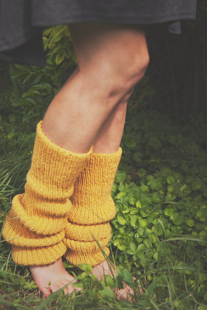 Gaiters Leg warmers Hand-knitted high socks without feet in wool and alpaca Yellow