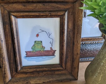 Kikker op een boomstam, in een moeras downloadbare afdrukbare Goblincore Art Print