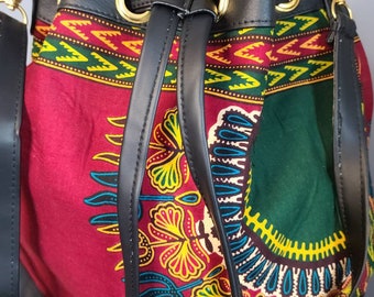 African Print Draw String Bag