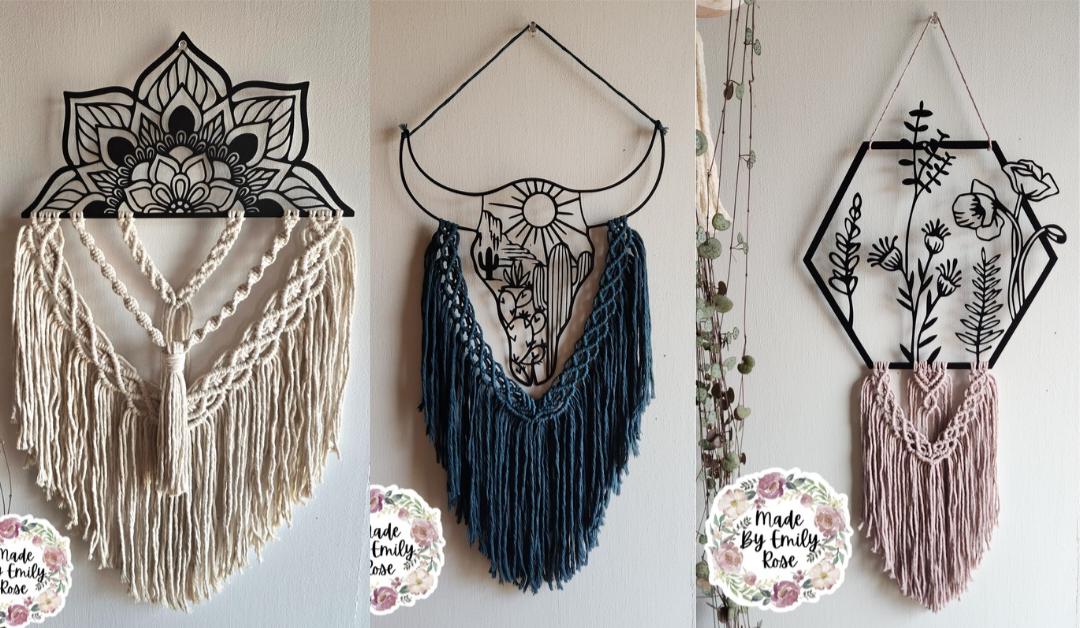 Metal macrame wall hangers - 3 options available