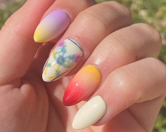Lucy Gray Rainbow Dress Inspired Press on Nails | The Hunger Games | The Ballad of Songbirds and Snakes |