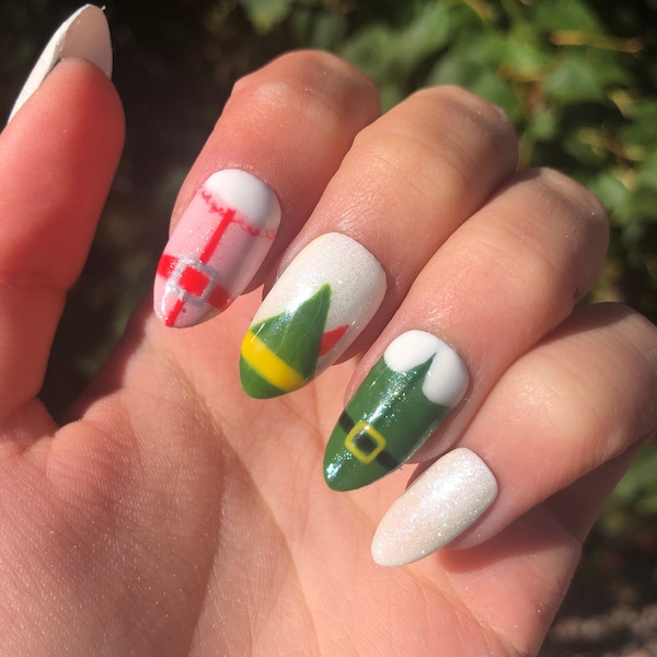 Elf Movie Christmas Press on Nails