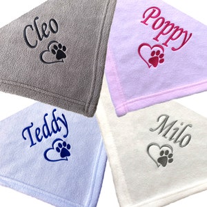 Alwaystrusted Personalised Dog Bed Blanket Strong Fleece Heart Paw Print Design