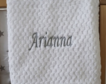 Personalised Baby Waffle Blanket White Soft Newborn Christening Shower Gift