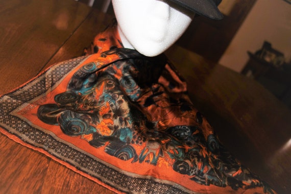 ELLEN TRACY Silk Scarf - Shimmery Orange! Vintage - image 9