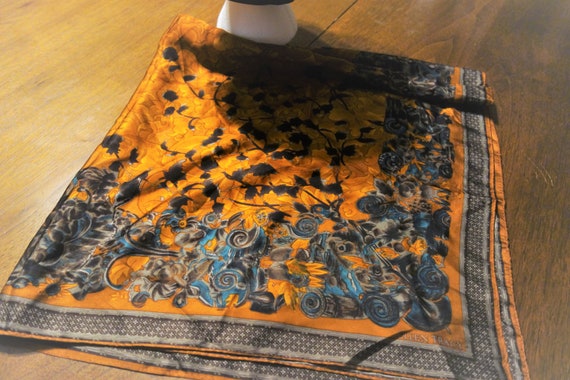 ELLEN TRACY Silk Scarf - Shimmery Orange! Vintage - image 7