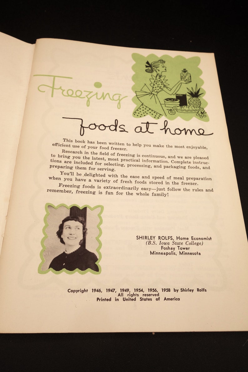 1958 Livre de recettes sur la congélation des aliments à la maison image 3