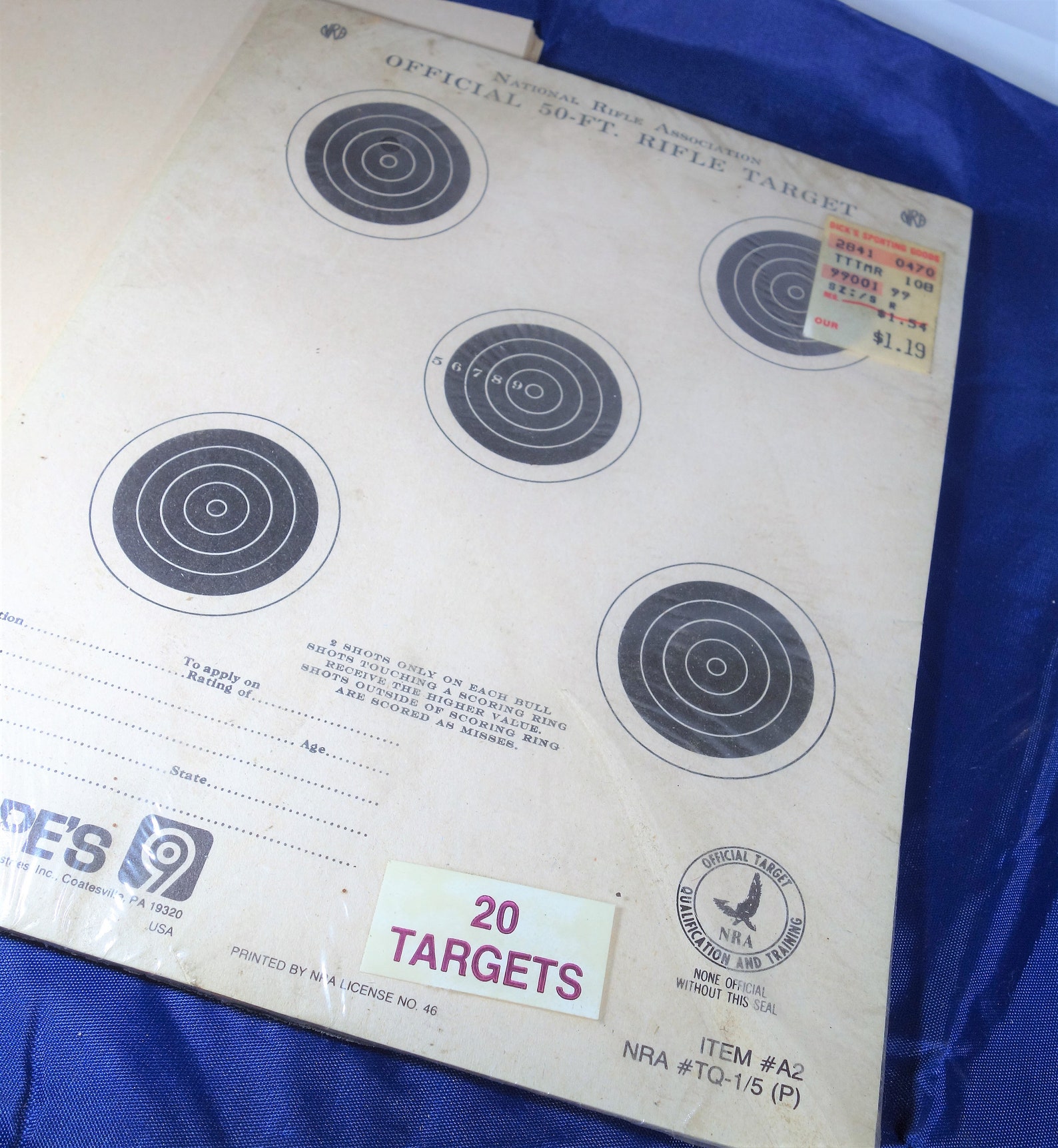 1999 Official NRA 50-ft. Rifle Targets | Etsy
