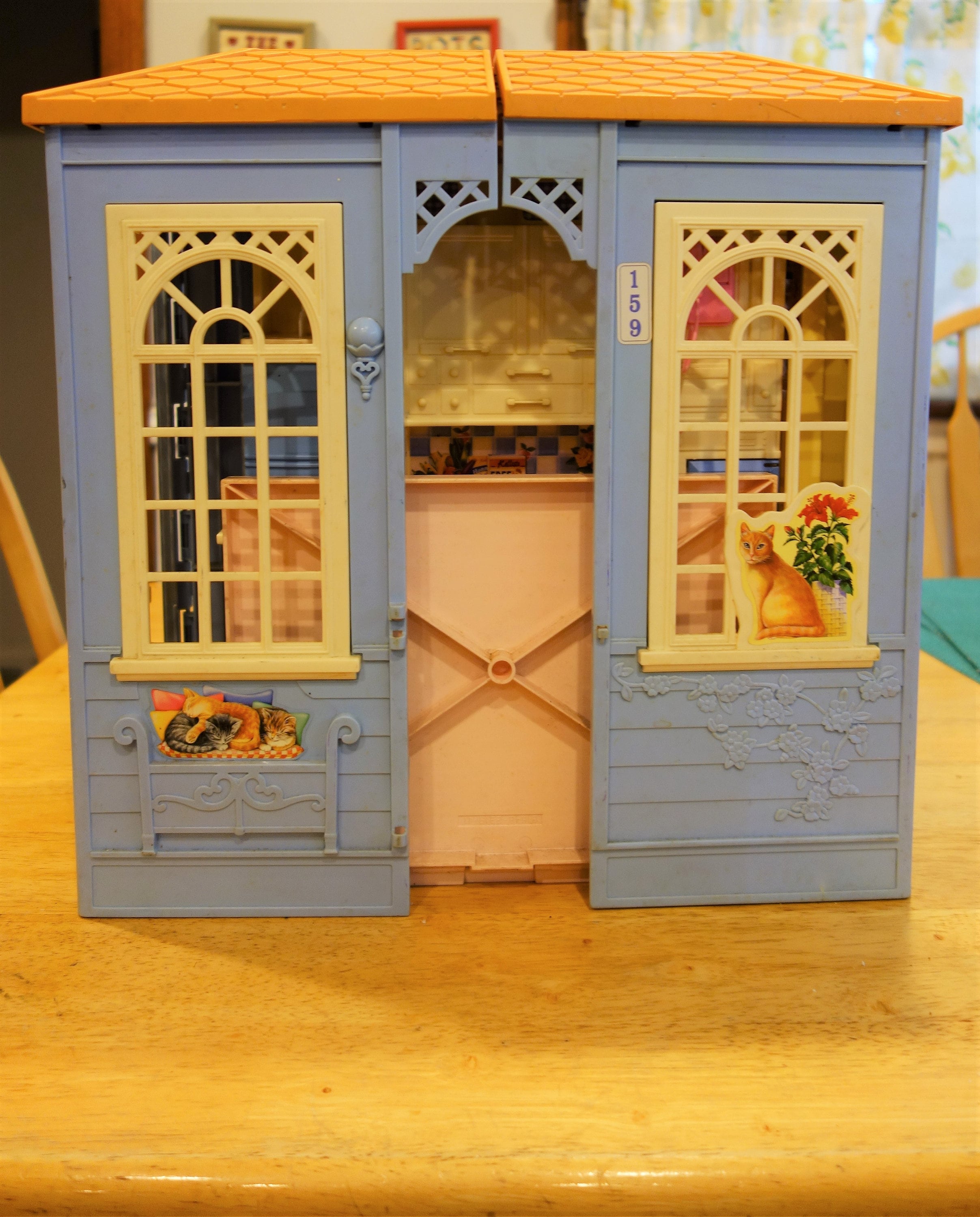 Barbie 1998 Fold Out Family Cottage Blue House Turning Rooms - Etsy 日本
