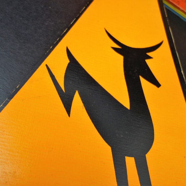 Vintage Deer Crossing Signs - Orange Triangles