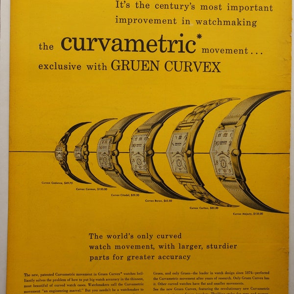 2 - 1948 GRUEN CURVEX Watch Advertisements - LIFE
