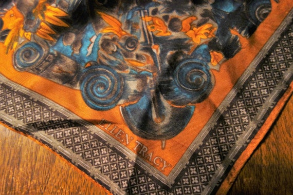 ELLEN TRACY Silk Scarf - Shimmery Orange! Vintage - image 10