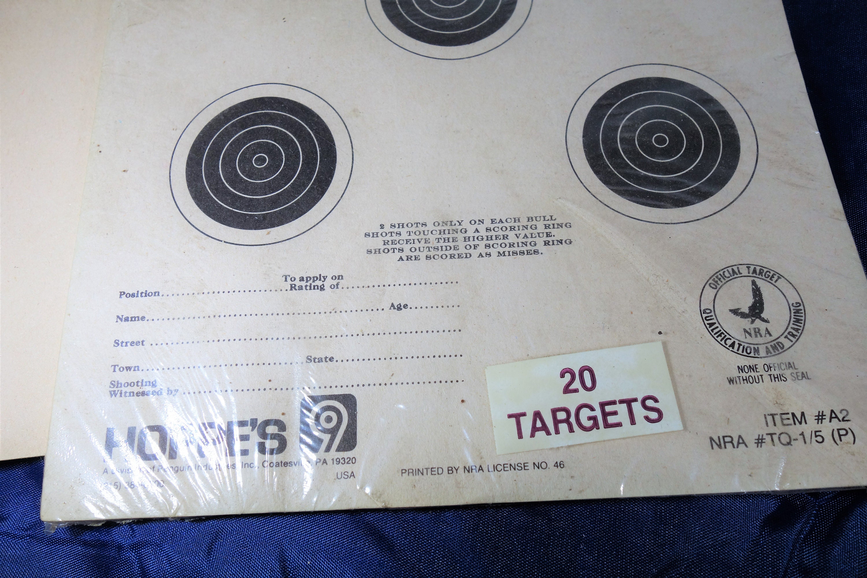 1999 Official NRA 50-ft. Rifle Targets | Etsy