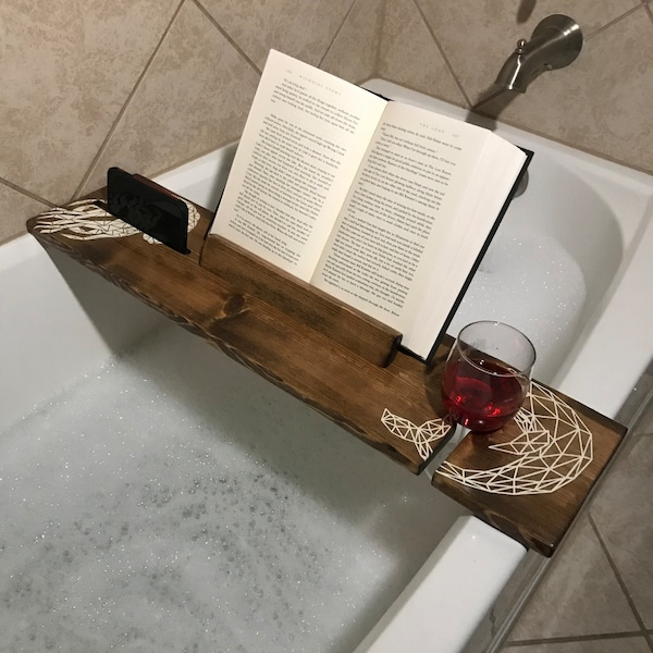 Handmade Stained Wood Bathtub Caddy