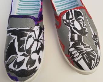 Black Panther and Okoye Handmade Wakanda Forever Shoes