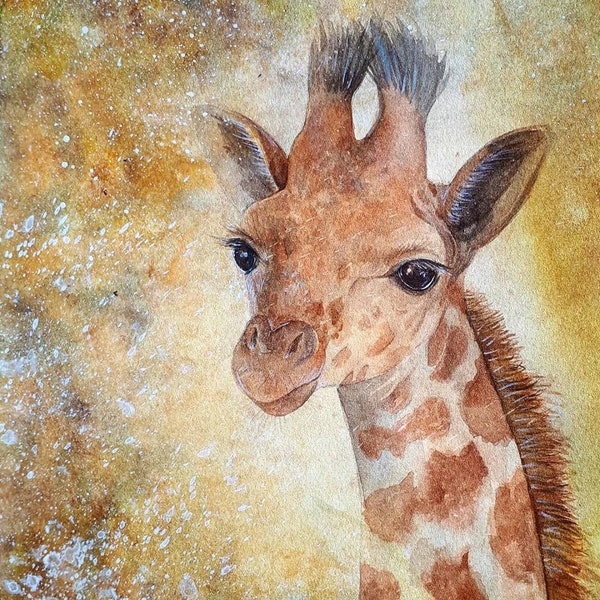 Girafon, peinture aquarelle originale