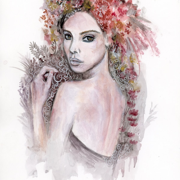 Hestia ( tirage d'art aquarelle limitée, impression giclée)