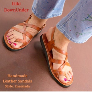 Itiki  Leather Sandals -Ensenada Style Crisscross toe strap-