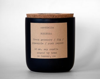 MONSTERA / 10 oz. soy candle / fresh greenery, fig, pineapple, pink peppercorn, nutmeg, patchouli / 50 hrs. / handmade