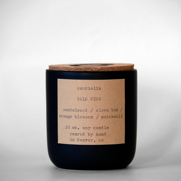 PALE FIRE / 10 oz. soy candle / sandalwood, orange blossom, clove bud, patchouli, smoke, amber / 50 hrs. / handmade