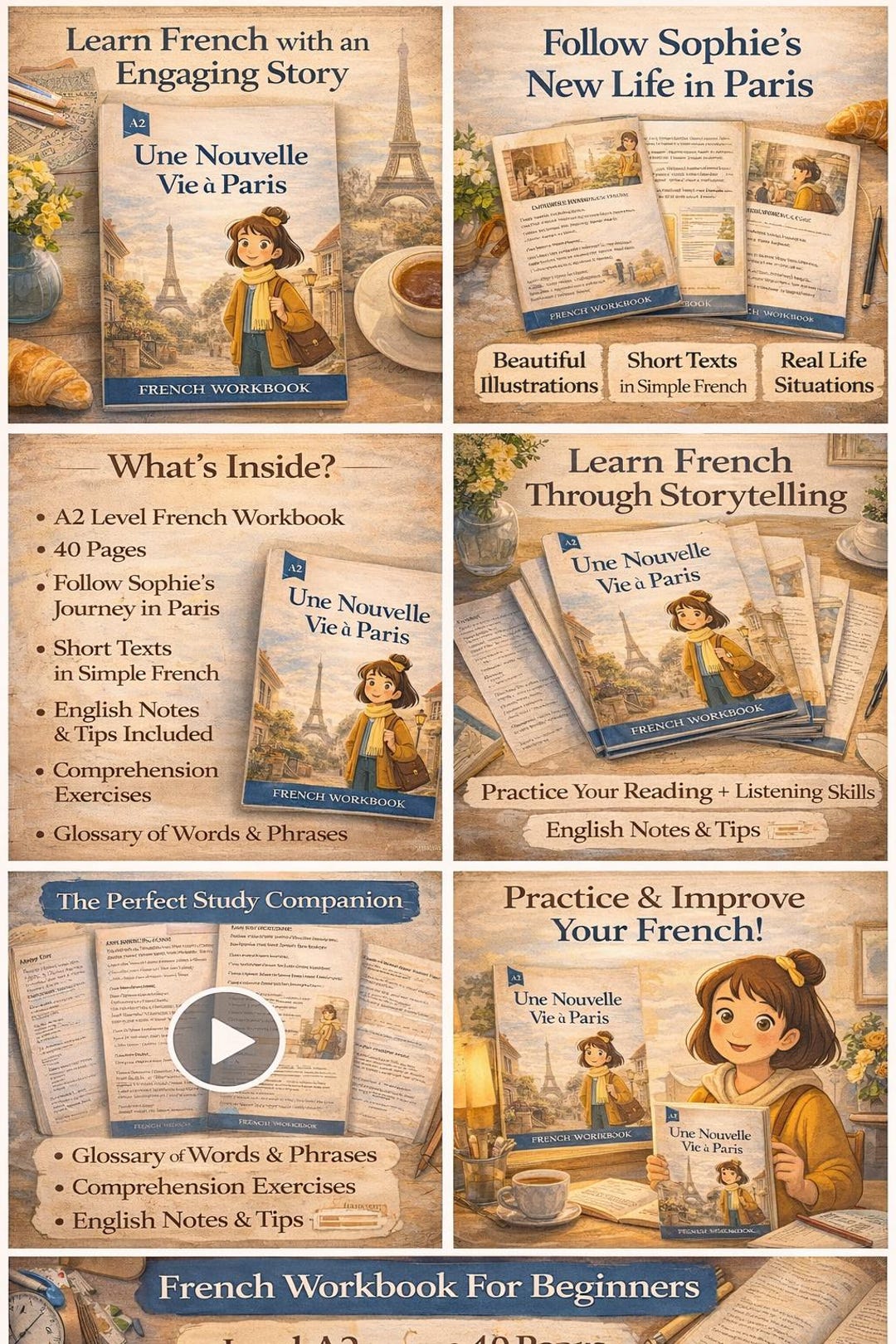 A2 French Workbook for Beginners | Learn French Through Story (PDF ...