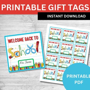 Back To School Gift Tags: Printable PDF Teacher Student Favors