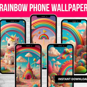 Aesthetic Phone Wallpaper, Minimal Phone Wallpaper, Pink Phone Wallpaper, Rainbow Background, iPhone Wallpaper, Phone Wallpaper