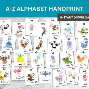 ABC Handprint Craft, A-Z Alphabet Handprint Footprint Book, Preschool ...