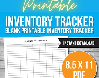 Inventory Tracker Printable Template, Inventory Spreadsheet, Inventory List Sheet Management PDF
