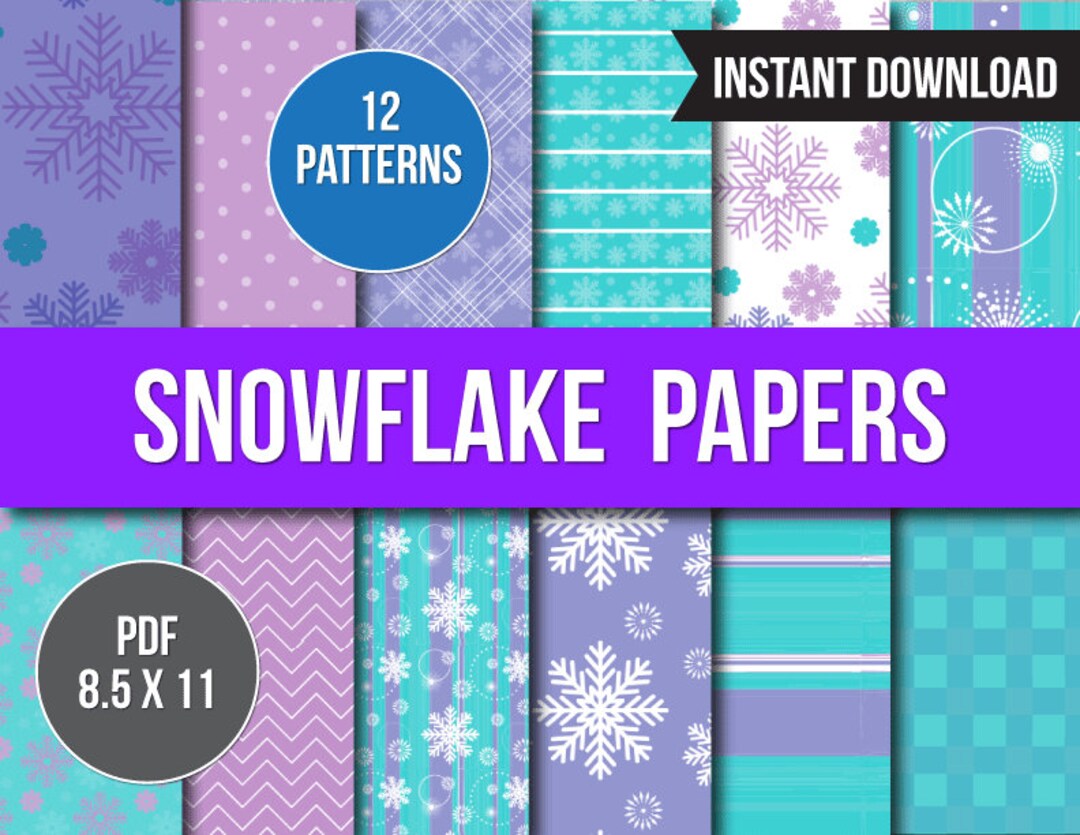 Winter Papers PNG, Snowflake Scrapbook Paper, Winter Scrapbook