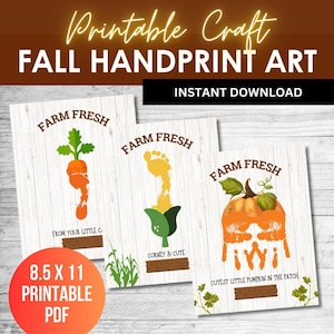Bauernhof Handabdruck Fußabdruck Handwerk Aktivität Druckbare PDF, Herbst Handabdruck Handwerk, Baby Kinder Vorschule Andenken