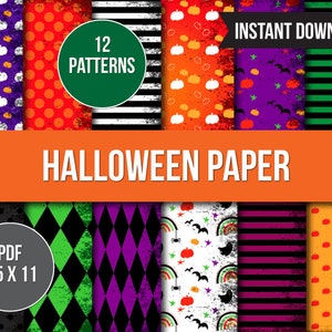 Halloween Printable Paper, Halloween Party, Scrapbook, Retro Vintage Grunge Paper, Junk Journal Paper
