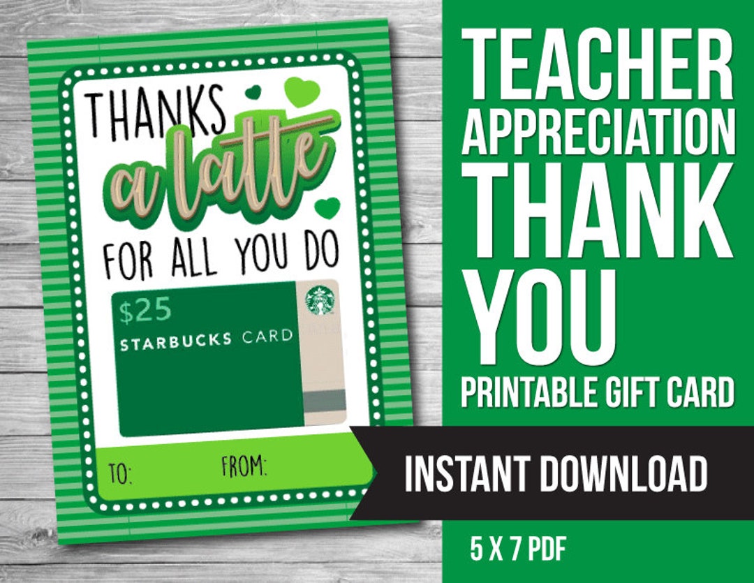 Teacher Appreciation Gift Card Holder: Thanks a Latte Printable (PDF ...