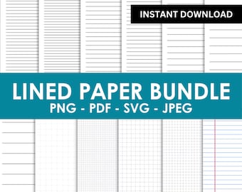 Paquete de papel rayado imprimible: papel de línea ancha y universitario (PDF, SVG, PNG, JPEG)