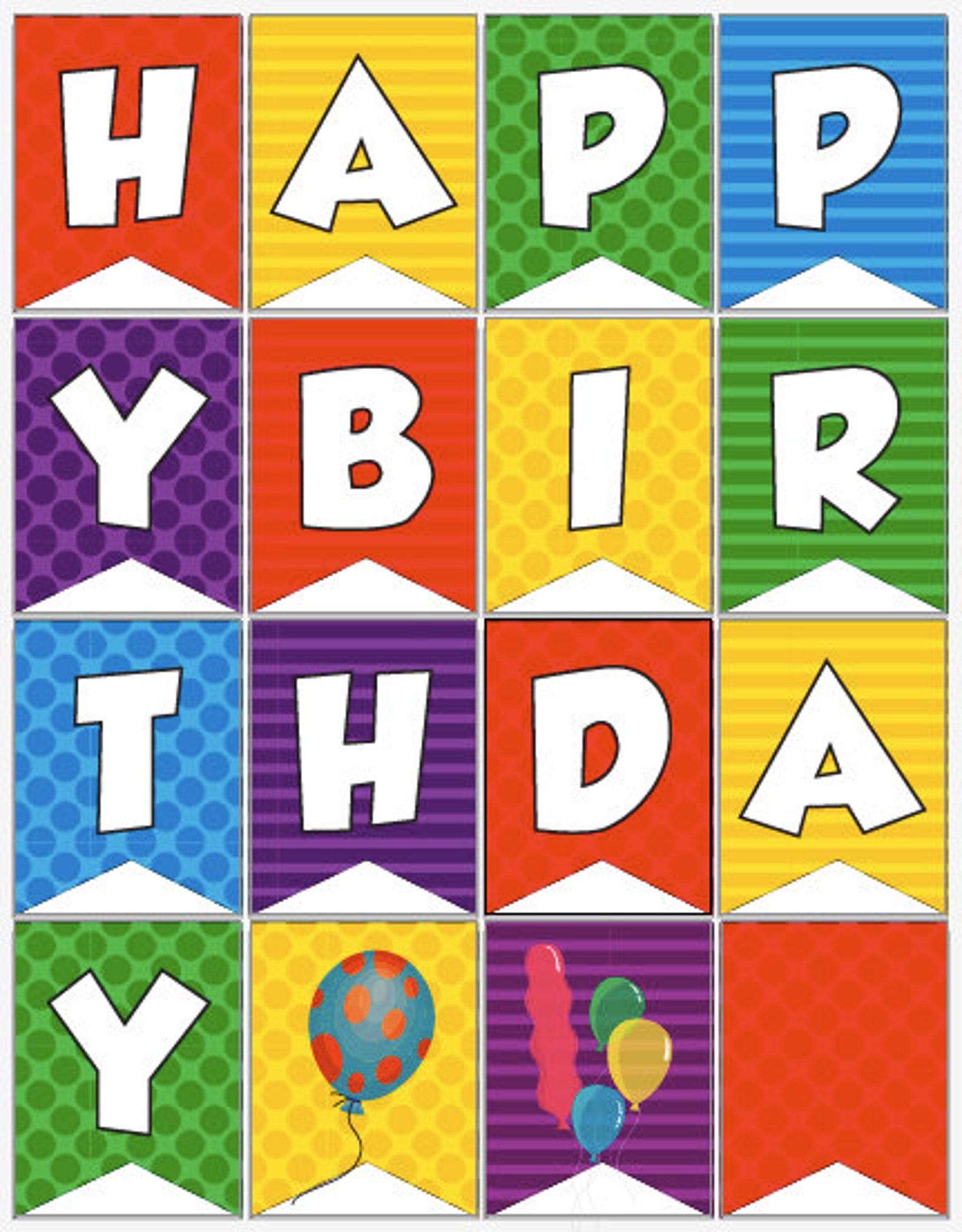 Happy Birthday Banner Printable Birthday Banner Instant Etsy Happy Birthday Banner Printable Birthday Banner Instant Etsy