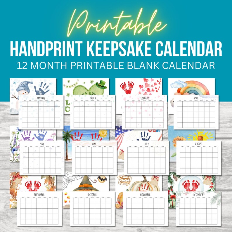 2024 Handprint Calendar, Printable Handprint Craft, Handprint Art