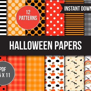 Halloween Digital Paper Printable PDF, Trick or Treat Scrapbook Paper, Wallpaper, Pumpkin, Digital Paper