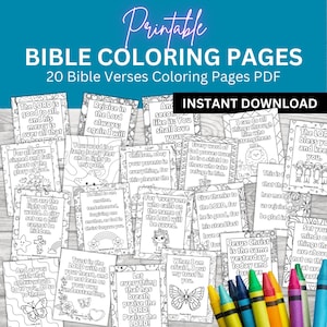 Bible Verse Coloring Pages for Kids: Sunday School Activity (Digital Download)