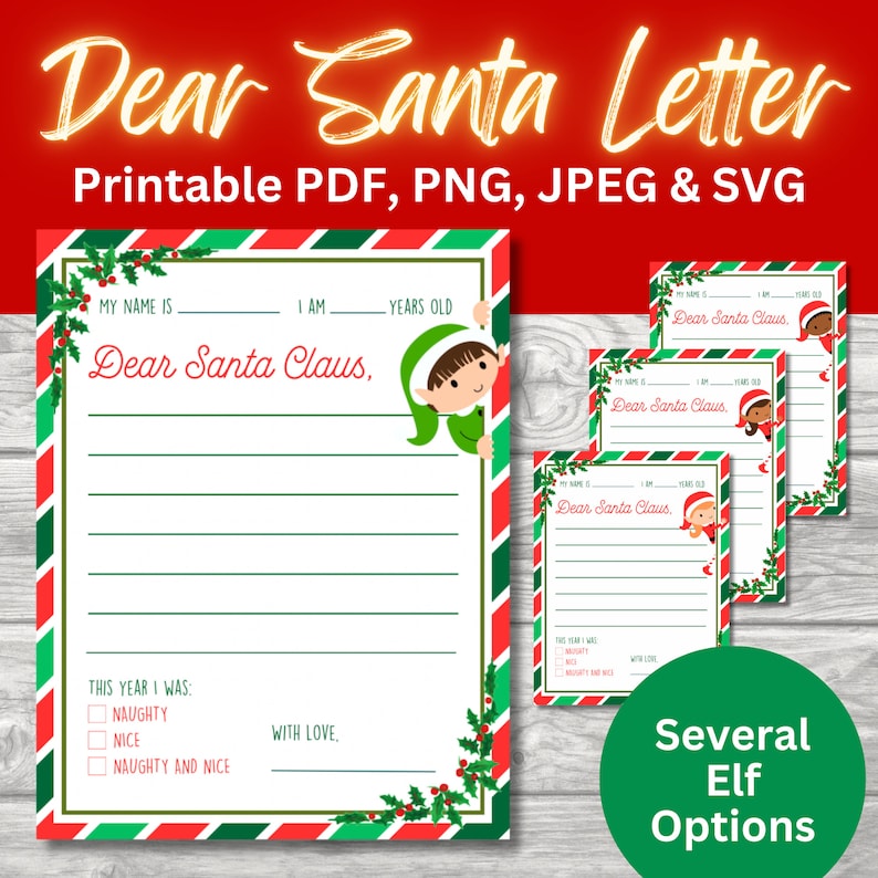 Lettre au père Noël à imprimer pour enfant Lettre au père Etsy France
