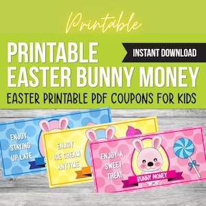 Easter Bunny Money: Printable Play Coupons for Kids (Digital Download)