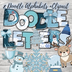 Letras del alfabeto de invierno (PNG), fuente de doodle, clipart de invierno, clipart de alfabeto de fuente de doodle (PNG)