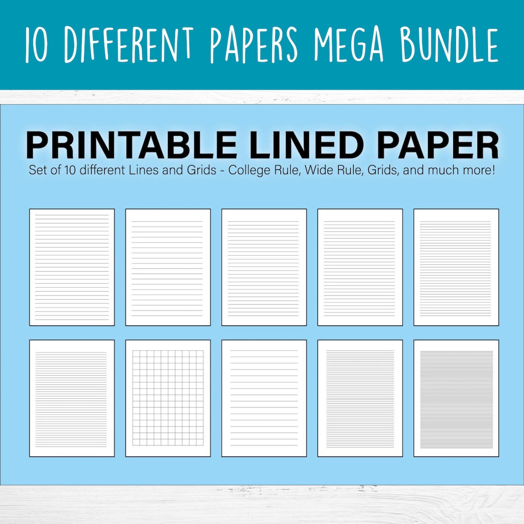 Edit Wide Ruled Paper Printable Lined Paper Bundle: College Rule, Wide Rule, Grid (PDF ...