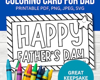 Fathers Day Printable Coloring Card, Color Your Own fathers Day Card, Fathers Day Activity, DIY Gift for Dad, I Love Daddy